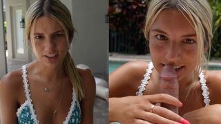 I slide my lips on his dick and almost lose control in the pool