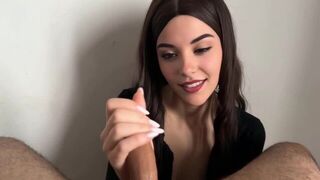 My hand moves to the beat, eyes filled with ecstasy - brunette babe
