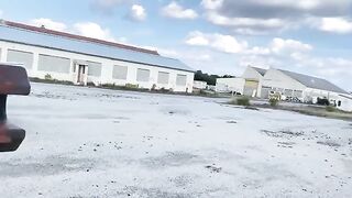 The girl is excited about the unusual place and the gun, she sucks, gets fucked hard and swallows the sperm