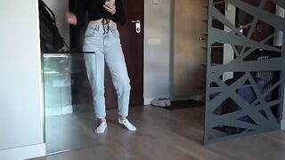My stepsister came home too early and begged me to fuck her while she caught me watching porn