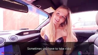 The beautiful woman fell in love and had sex in the car