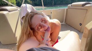 A couple enjoys a passionate and messy double creampie on a boat
