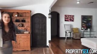 The pretty brunette real estate agent convinced the picky client to buy the house