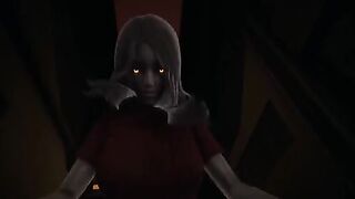 Red eyes ghost girl Alma in cowgirl pose POV