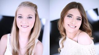 Cute teen babes Hannah Hays and Ariel McGwire give amazing blowjobs